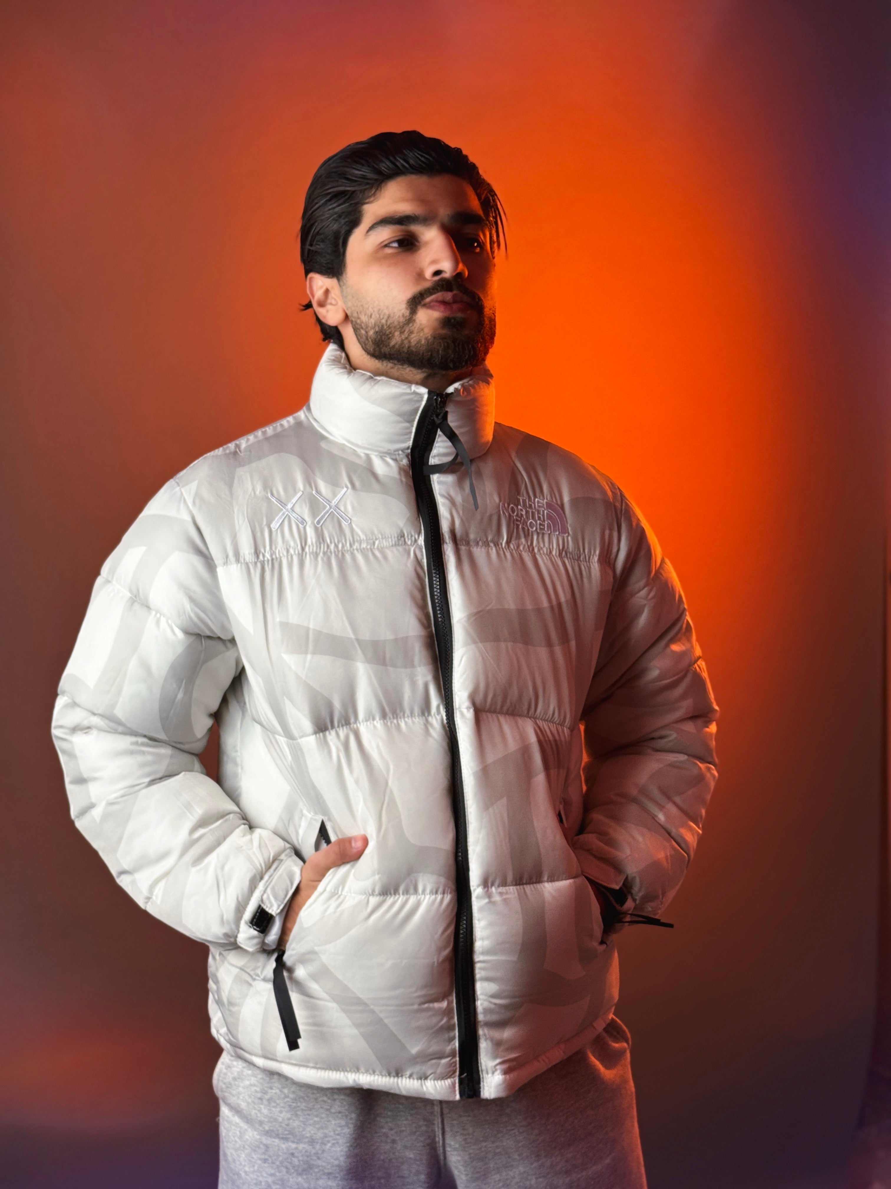 TNF x KAWS 1996 Retro Nuptse Puffer Jacket "Moonlight Ivory"